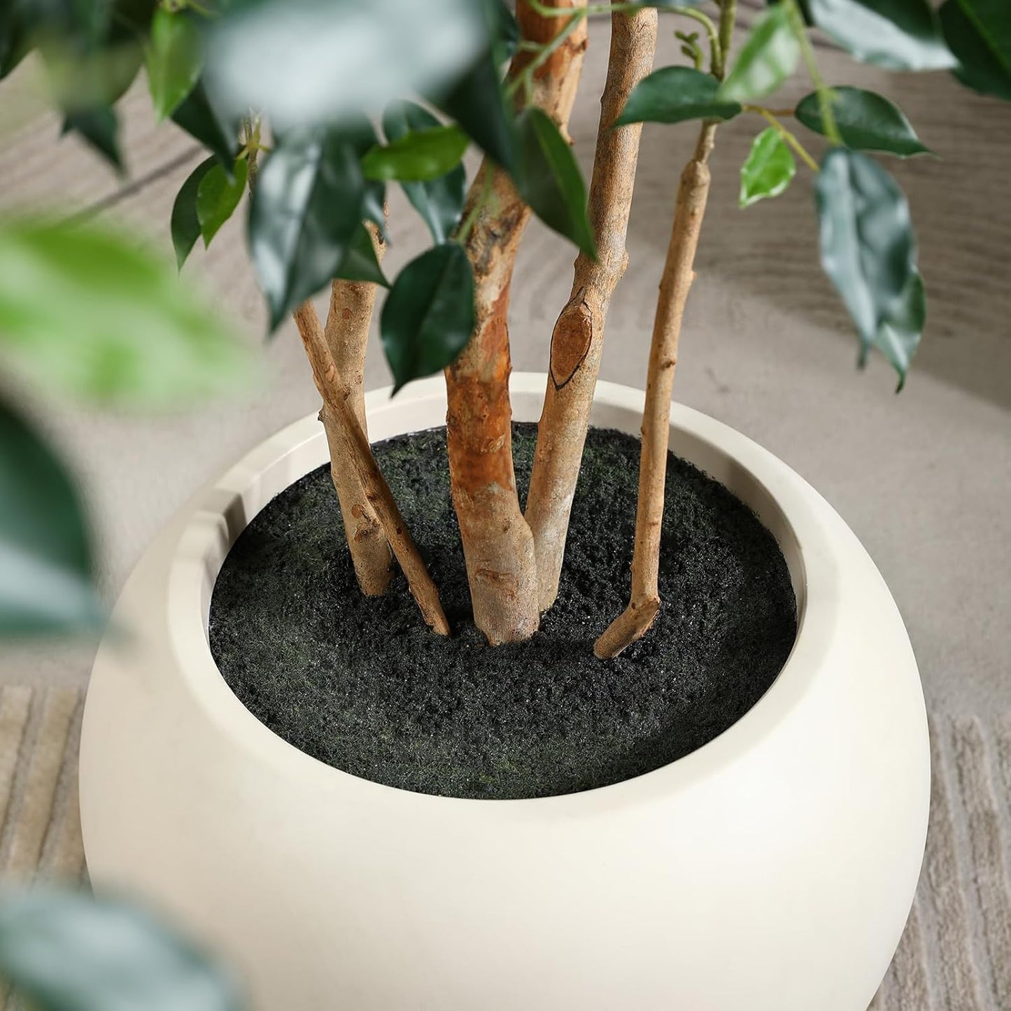 VeriNatural 8FT Artificial Ficus Tree, Indoor Faux Ficus Plant with Realistic Leaves & Natural Wood Trunk, 8ft Tall, Green, All Seasons, Perfect for Living Room Home Decor