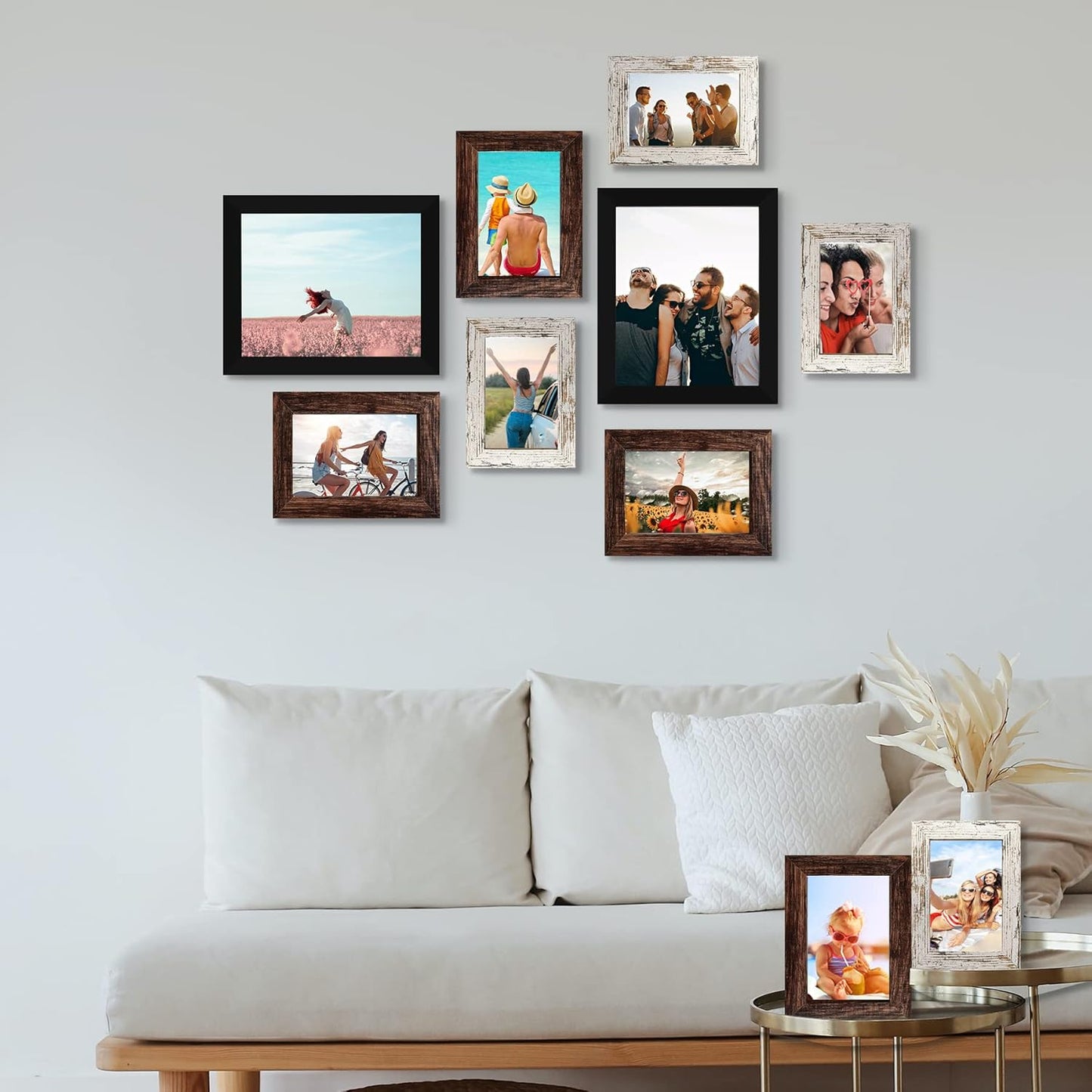 LUCKYLIFE Picture Frames Collage Wall Decor 10-Pack, Gallery Wall Frame Set with 8x10 5x7 4x6 Frames in 3 Different Finishes