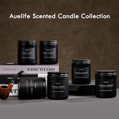 Scented Candles Set | Men Candle Set, Scented Candles for Home, Gifts for Men Aromatherapy Gift Set - 4 Pack Manly Gifts for Dad Fathers Day, Soy Candle of Leather/Smoke & Vanilla/Oak/Lavender