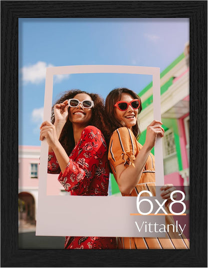 Vittanly 11x14 Picture Frame, Display Pictures 8x10 with Mat or 11x14 without Mat, Photo Frame for Wall Mounting, Black, 1 Pack - Colors A