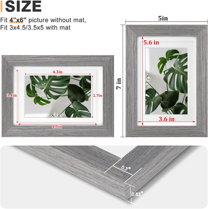 Egofine 8x10 Picture Frames Set of 4, Made of Solid Wood Covered by Plexiglass 4x6 and 5x7 with Mat or 8x10 without Mat, for Table Top Display and Wall Mounting Photo Frame Black