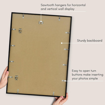 Americanflat 24x36 Poster Frame with Polished Plexiglass - Streamline Collection - Thin Border Picture Frame for Wall Display - Hanging Hardware Included - Black - Colors D
