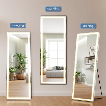 DUMOS Full Length Mirror 64"x21" Full Body Floor Mirror for Bedroom or Cloakroom, Can Stand Alone, Hang or Lean Against Wall, Tall Wall Mirror with Stand, Black