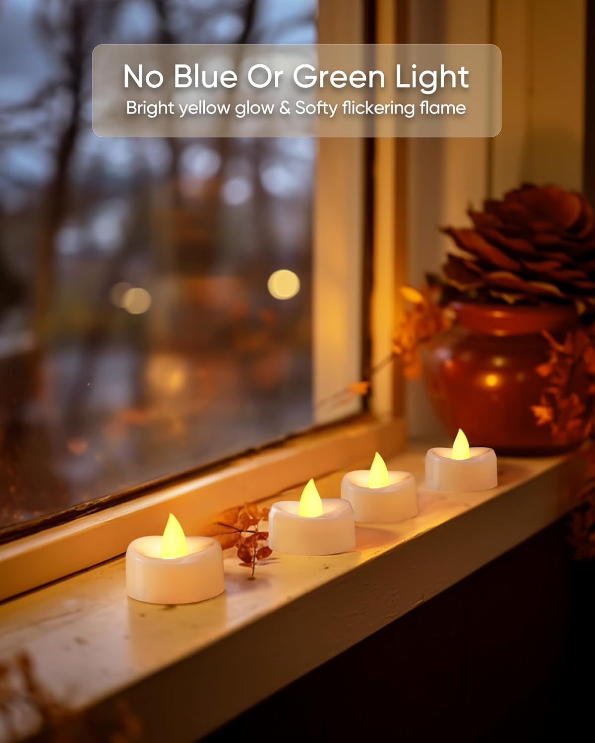 merrynights LED Candles, Tea Lights Candles Battery Operated Bulk, 50-Pack Long-Lasting 200 Hours Flameless Tealight Candles, Realistic Tea Lights for Christmas Halloween Wedding, 1.5'' D X 1.25'' H