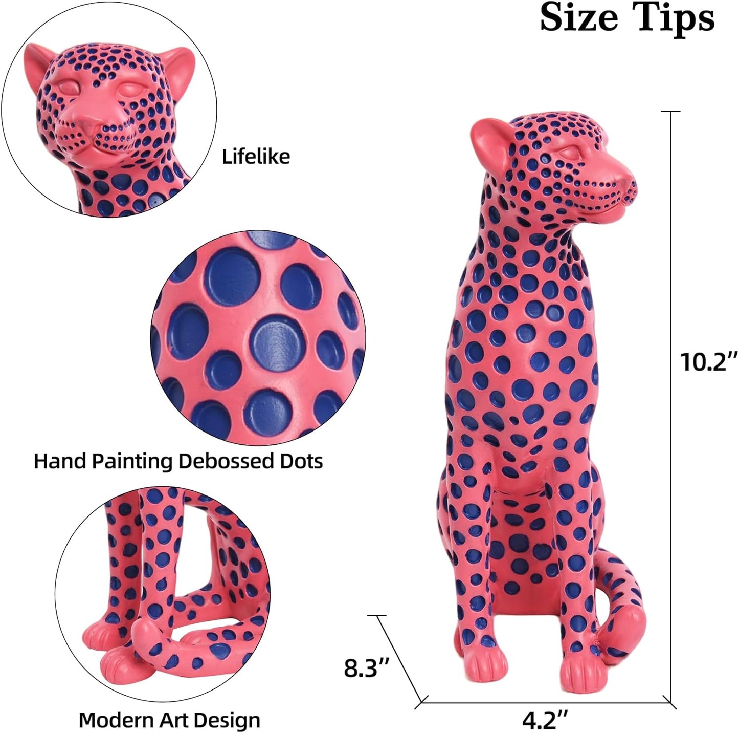 Quoowiit Bird Figurine, Modern Sculpture and Statues for Home Decor, Animal Statues for Bookshelf, Table, Entryway, Fireplace, Resin Decorative Sculpture with Chic Polka Dots Art Design (White)