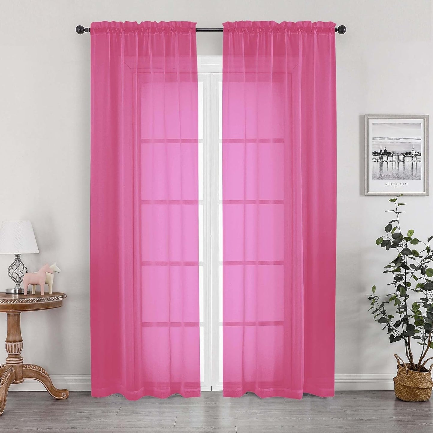 OWENIE Sheer Curtains 84 inches Long 2 Panels Set for Living Room/Bedroom, Rod Pocket Voile Sheer Panel Drapes, White, 2pcs, Each 42" W x 84" L - Colors B