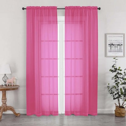 OWENIE Sheer Curtains 84 inches Long 2 Panels Set for Living Room/Bedroom, Rod Pocket Voile Sheer Panel Drapes, White, 2pcs, Each 42" W x 84" L - Colors B