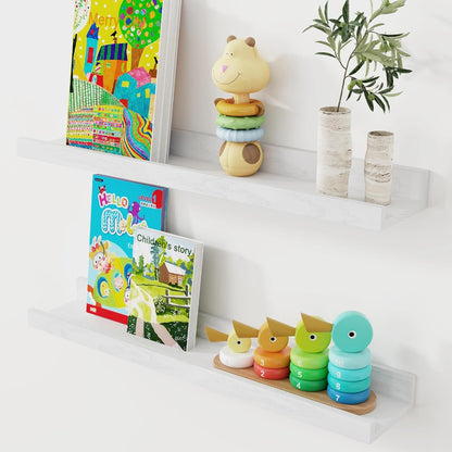 Axeman Oak Picture Ledge Shelf, 48 Inch Floating Shelves Set of 2, Solid Oak Wood Wall Shelves with Lip, Wall Decor Storage for Bedroom Living Room Bathroom Kitchen Nursery Photo Picture, Natural Oak