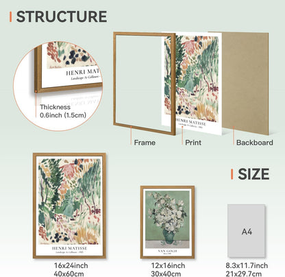 CAZLOUC White Wildflowers Wall Art Set of 3, Neutral Meadow Landscape Wall Decor, Minimalist Mountain Canvas Prints, Beige Rustic Field Paintings for Living Room Bedroom Wood Framed 12x16 Inch