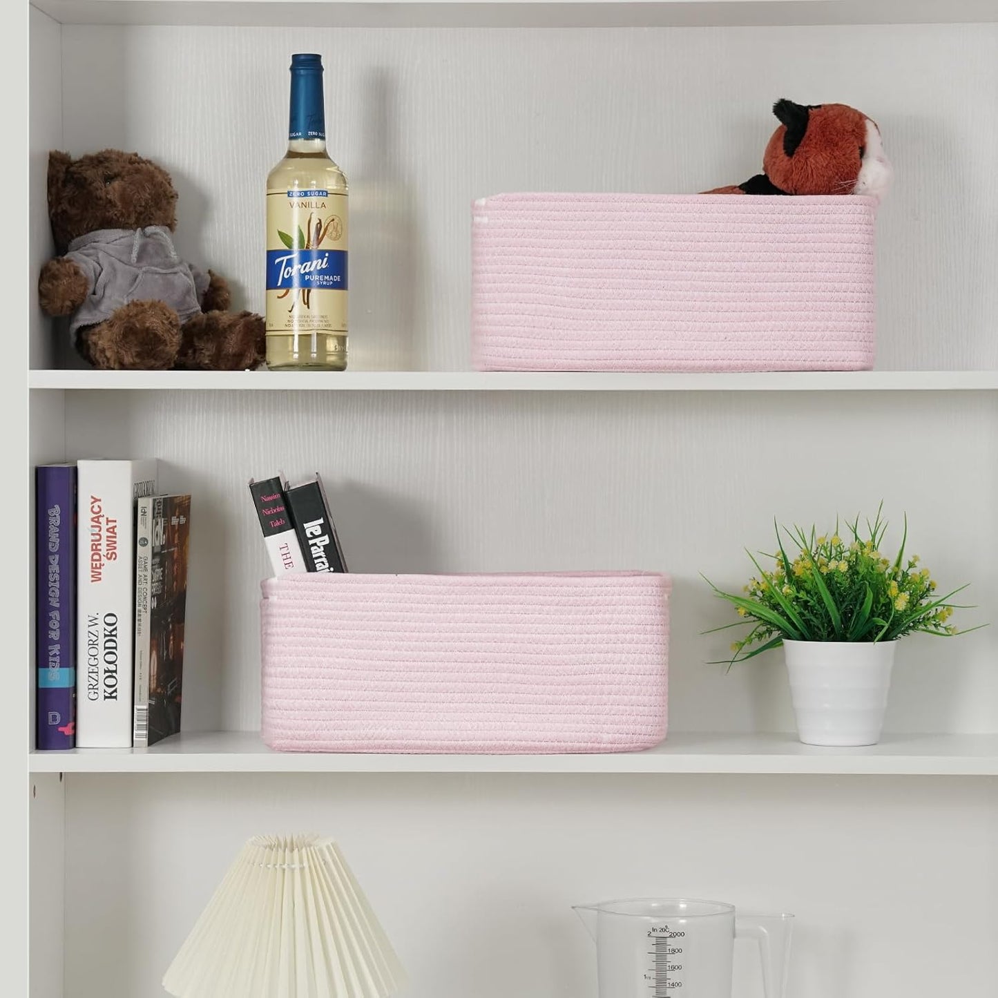 3-Pack Small Storage Baskets for Organizing | Woven Shelf Toy Basket | Rope Baskets for Gifts Empty | Closet Organizer Bins with Handles | Cube Decorative Box | 11.8×7.8×5.1” | Mixed brown