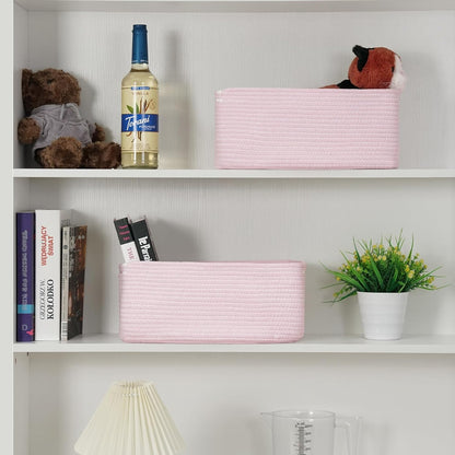 3-Pack Small Storage Baskets for Organizing | Woven Shelf Toy Basket | Rope Baskets for Gifts Empty | Closet Organizer Bins with Handles | Cube Decorative Box | 11.8×7.8×5.1” | Mixed brown