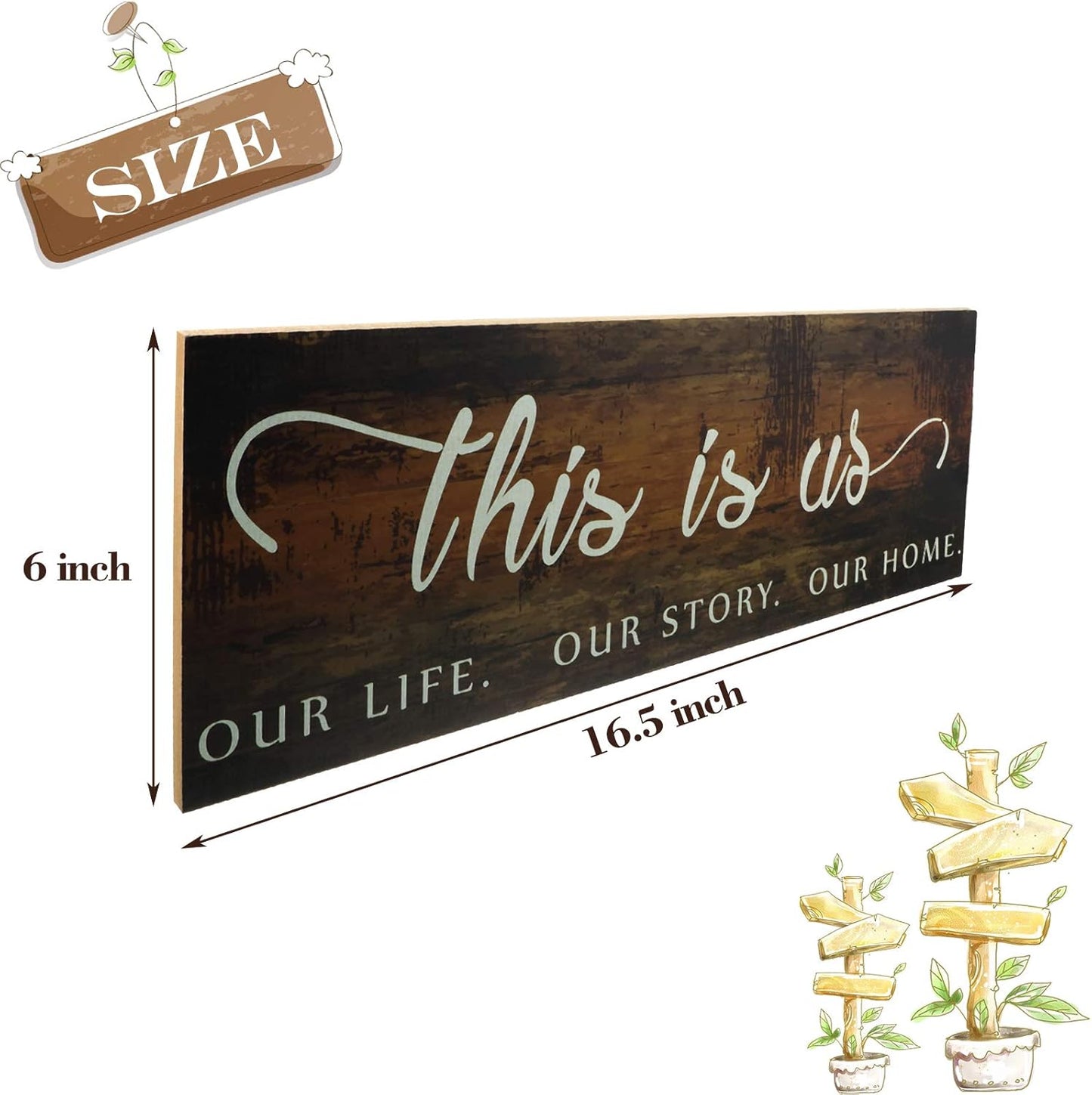 Jetec This Is Us Wall Sign Wooden Family Wall Plaques Inspiration Sign Farmhouse Entryway Rustic Plaques Art with Quotes for Living Room Bedroom Christmas Decorations(Antique White)