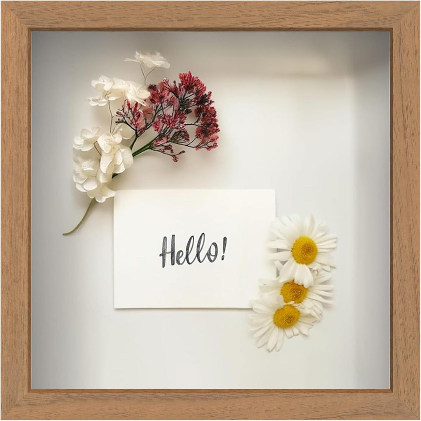 FrameWorks 11” x 14” Dark Oak Wooden Shadow Box Frame – Display Case with Soft Felt Back, Memory Box with Tempered Glass, Display Box with Elegant White Ball Push Pins, Wooden Flower Box