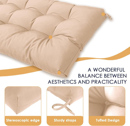 MTMR Outdoor Bench Cushion-44X19 Water-Repellent Tufted Porch Swing Cushions with High Elasticity PP Cotton and Ties Fade-Resistant Patio Outdoor Chair Cushion for Bench Furniture, Indoor Seat Cushion
