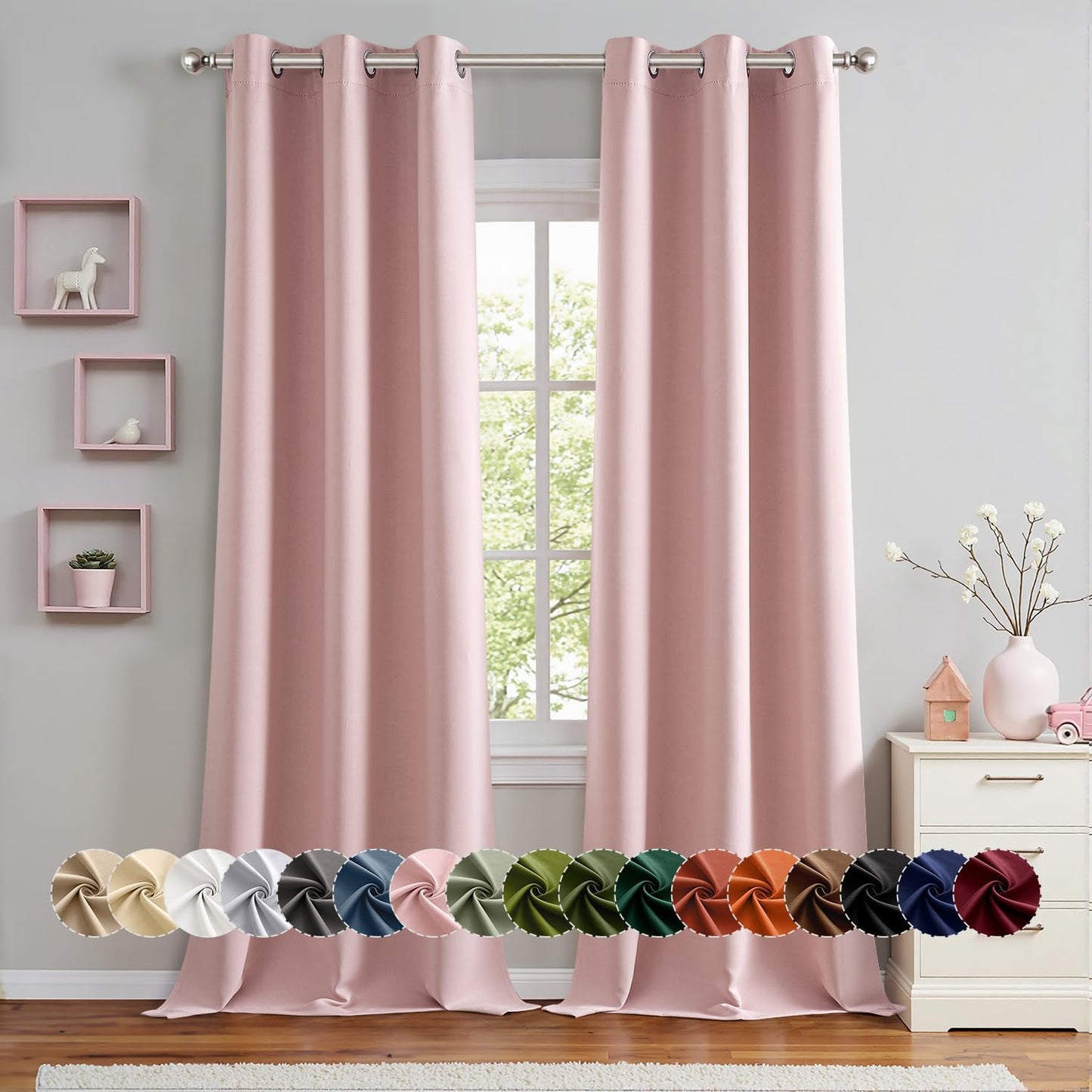 MIULEE Blackout Curtains for Bedroom Living Room 2 Panels, Thermal Insulated Room Darkening Drapes Grommet Noise Reducing Light Blocking Window Treatments 63 Inches Long 40x63 Inch Black - Colors B