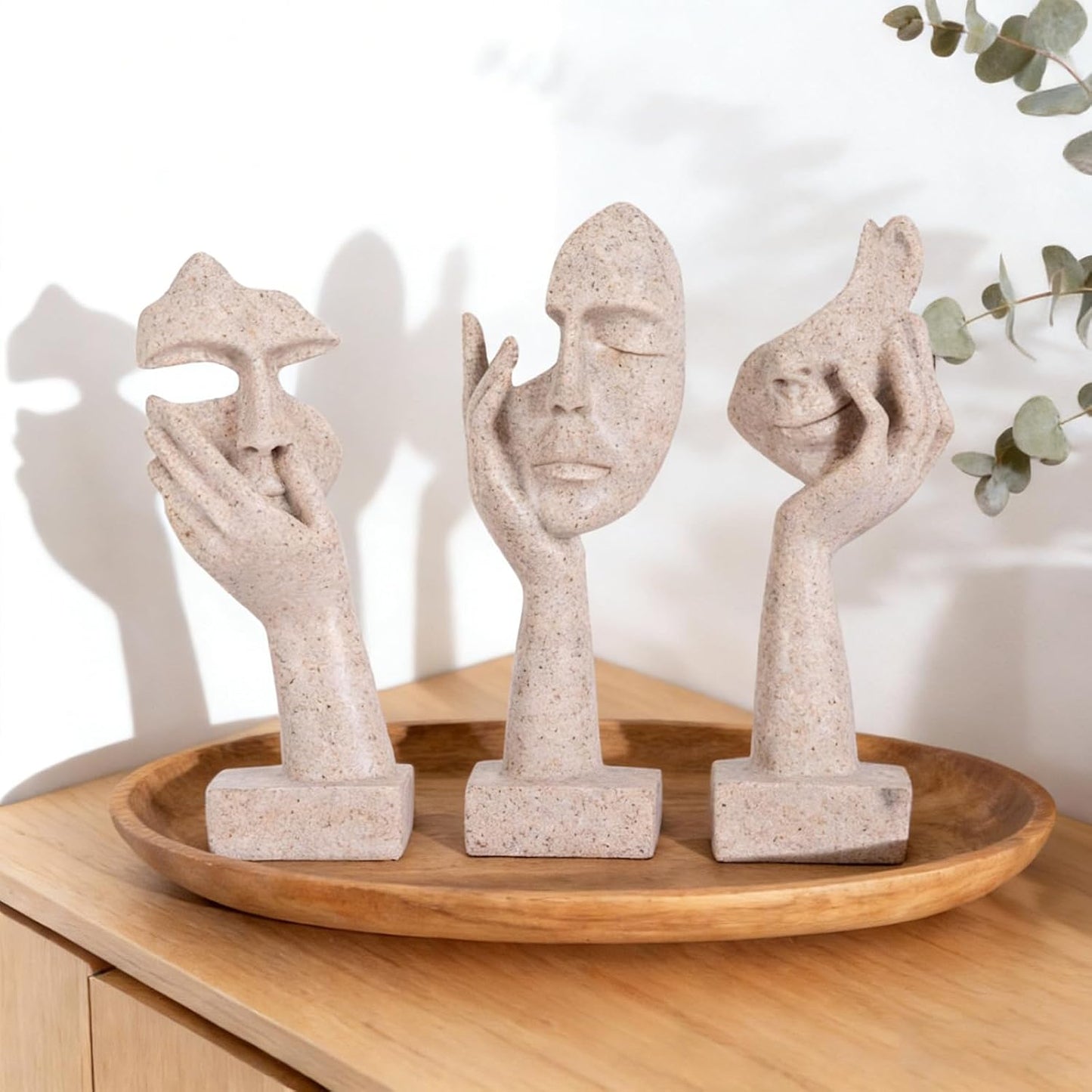 3 Pcs Thinker Small Statue Set - Black Gold Home Decor Abstract Art Figurines for Shelves, Living Room Coffee Table, Office Desktop (3 Pcs Gold, 6")