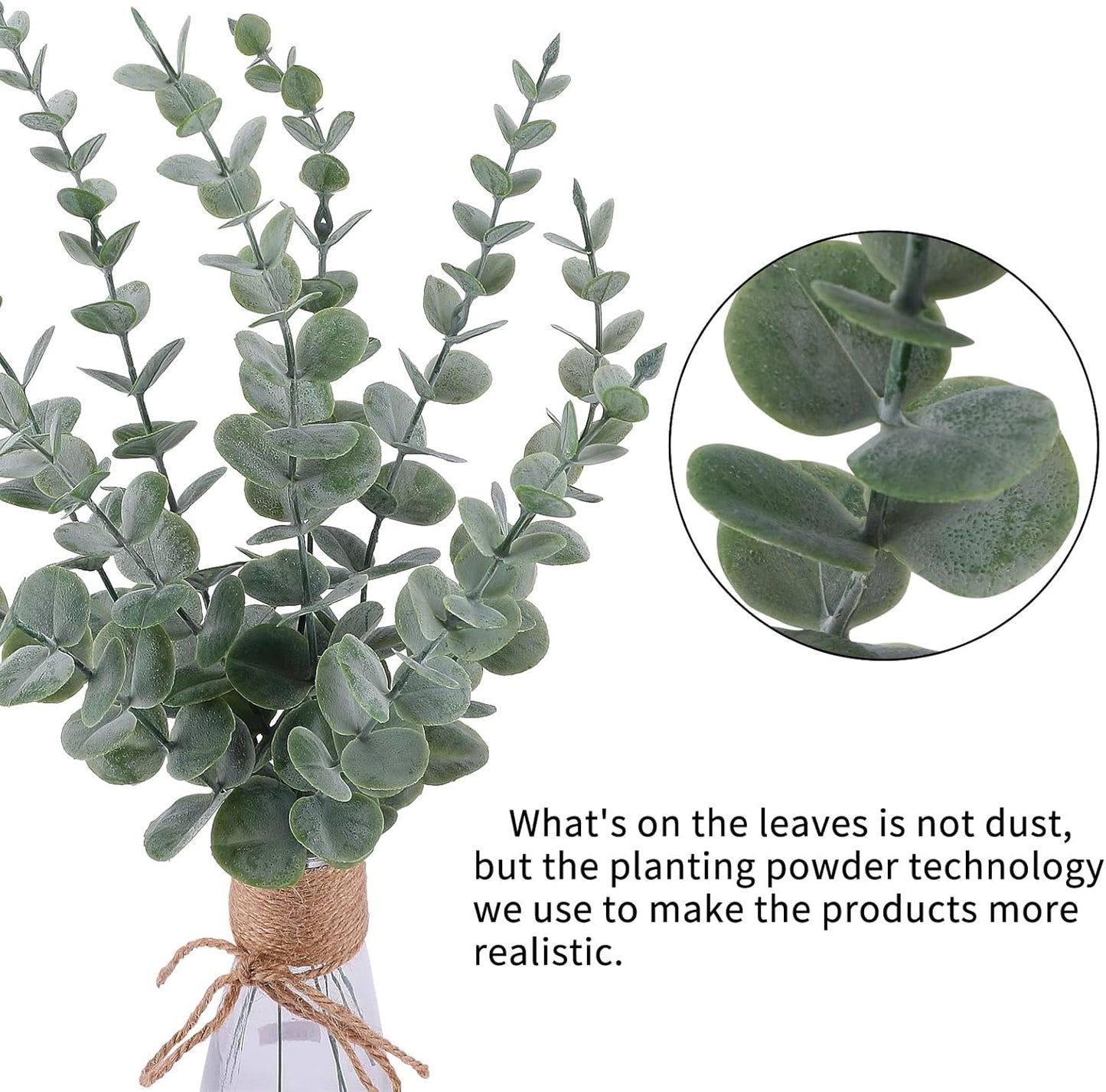 CEWOR 80pcs Artificial Eucalyptus Stems Fake Eucalyptus Leaves Stems Real Touch Leaf Branches for Flower Bouquet Wedding Easter Centerpiece Spring Home Office Decor
