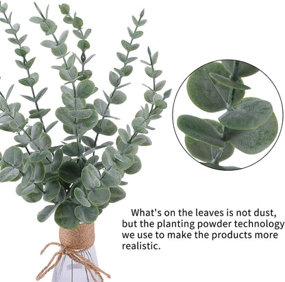 CEWOR 80pcs Artificial Eucalyptus Stems Fake Eucalyptus Leaves Stems Real Touch Leaf Branches for Flower Bouquet Wedding Easter Centerpiece Spring Home Office Decor