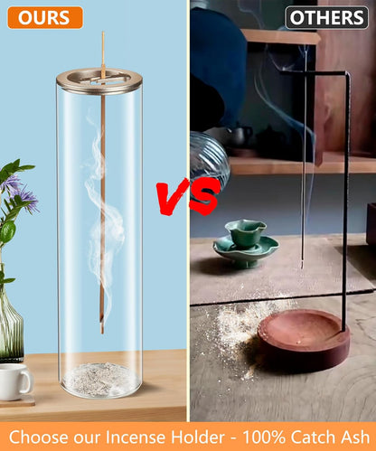 Eavida Incense Holder for Sticks [Anti-Ash Flying], Modern Insence-Stick Burner Holder with Removable Glass Ash Catcher, for Home Decor Yoga Meditation
