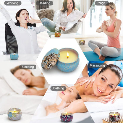 Candles Gift Set for Women, 4 Pack Scented Candles with 8% Essential Oils, 120H Long Lasting Aromatherapy Candles for Home Relaxation
