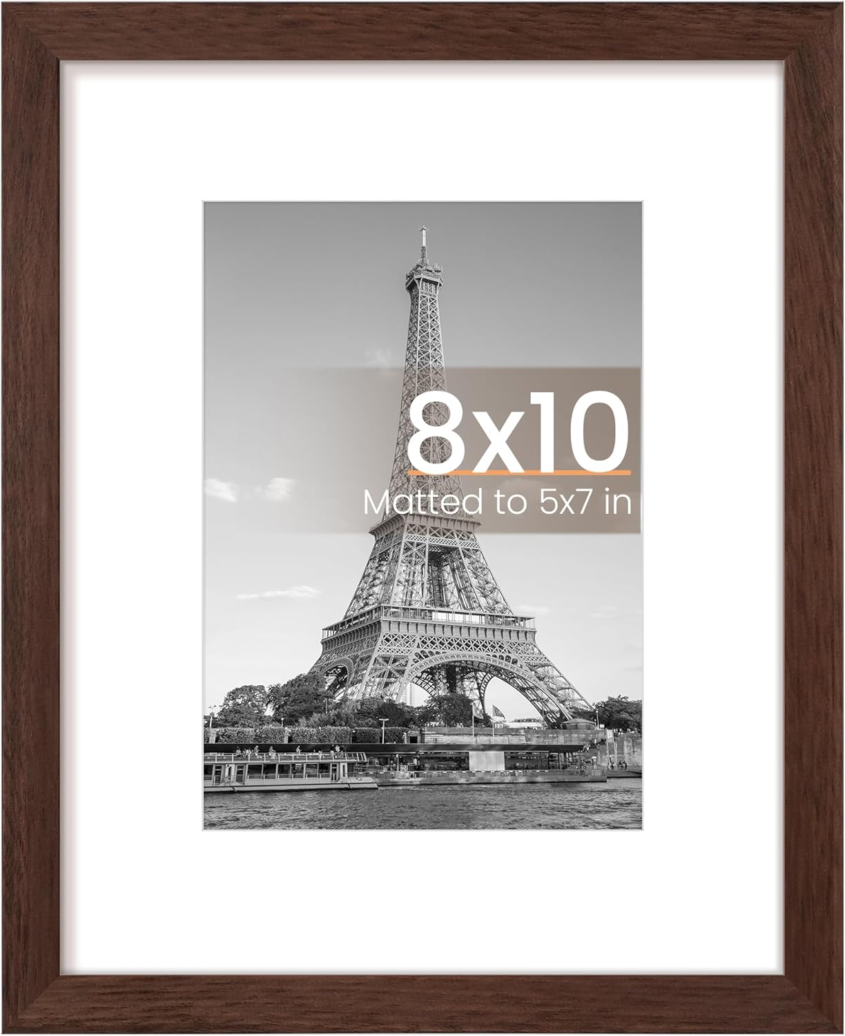 upsimples 8x10 Picture Frame, Display Pictures 5x7 with Mat or 8x10 Without Mat, Wall Hanging Photo Frame, Black, 1 Pack - Colors B