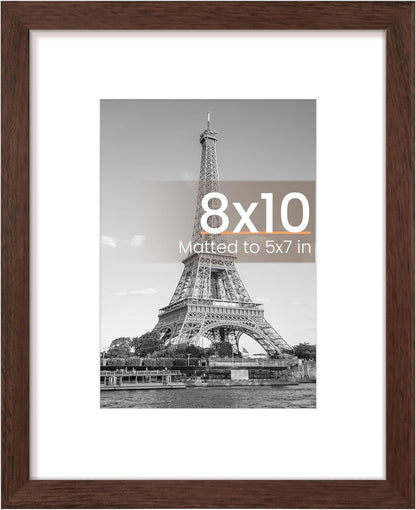 upsimples 8x10 Picture Frame, Display Pictures 5x7 with Mat or 8x10 Without Mat, Wall Hanging Photo Frame, Black, 1 Pack - Colors B