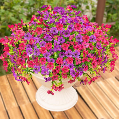 16 Bundles Artificial Fake Flowers Plants for Outdoors Spring Summer Decor,Faux Flowers Plant Silk Daisy UV Resistant for Outside Planters Front Porch Patio Yard Garden Home(Red,Purple,Yellow,Fuchsia)