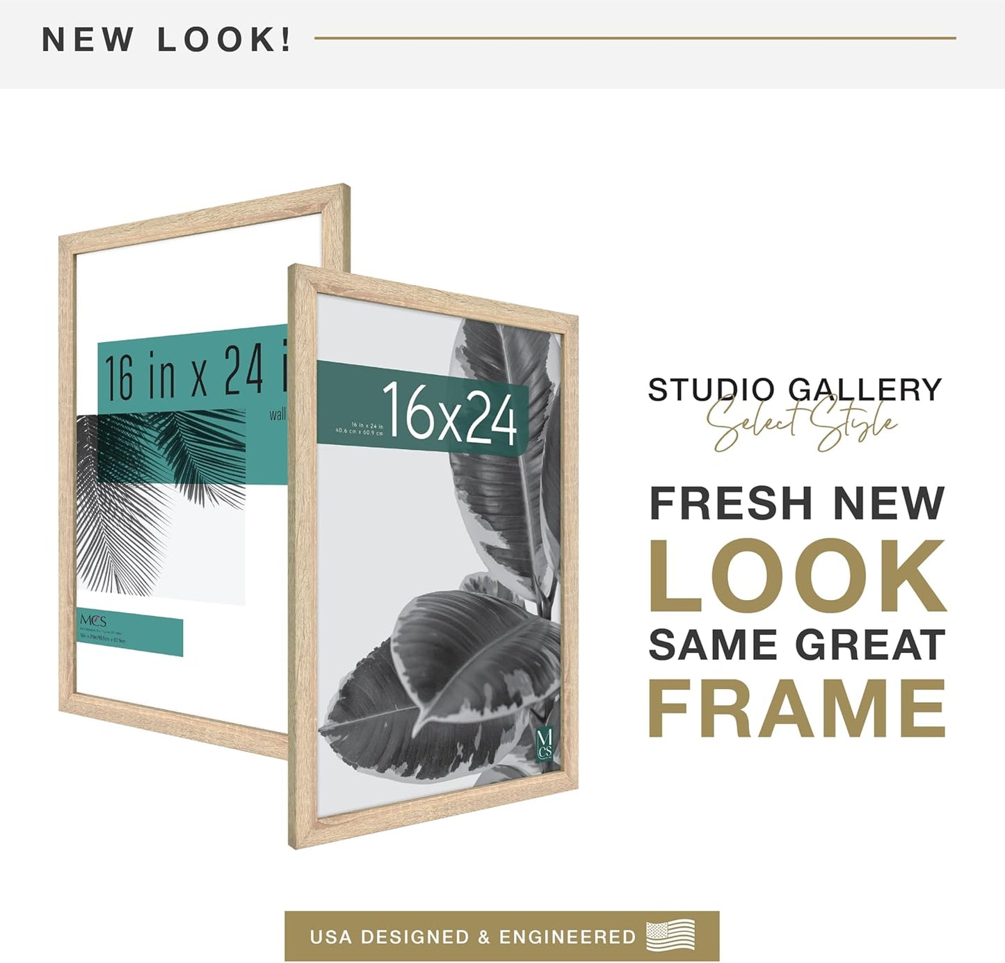 MCS Studio Gallery 16x24 Poster Frame Black Woodgrain Engineered Wood, Vertical & Horizontal Wall Hanging Large Picture Frame for Photos, Posters & Art Prints (1-Pack)