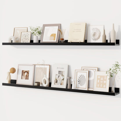 Dreamland Picture Ledge Shelf for Wall, Floating Shelves Set of 2, 48 Inch Long Floating Shelves with Lip for Living Room, Bedroom, Bathroom, Kitchen, White