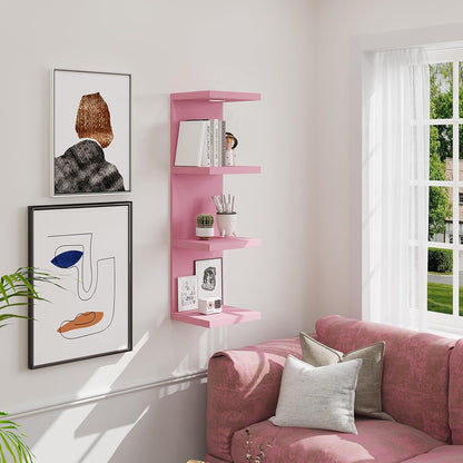 LitaEther Versatile 7 Tier Wall Shelf Unit,White Lack Wall Shelf,Display Floating Shelf with LED Remote Control Light