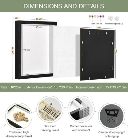 11x14 Shadow Box Display Case Picture Frame with Soft Linen Back, Large Deep Black Shadow Box 11x14 for Flowers Medal Display Case Jersey pet Graduation Memorabilia Baby Ltems Crafts Photos