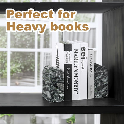 Koville African Natural Marble Bookends for Shelves, Non-Slip Book Ends, 13LBS Ultra Heavy Duty Marble Book Holder Organizer, Apartment Decor for Movies/CD/Video Games(Namib Fantasy)