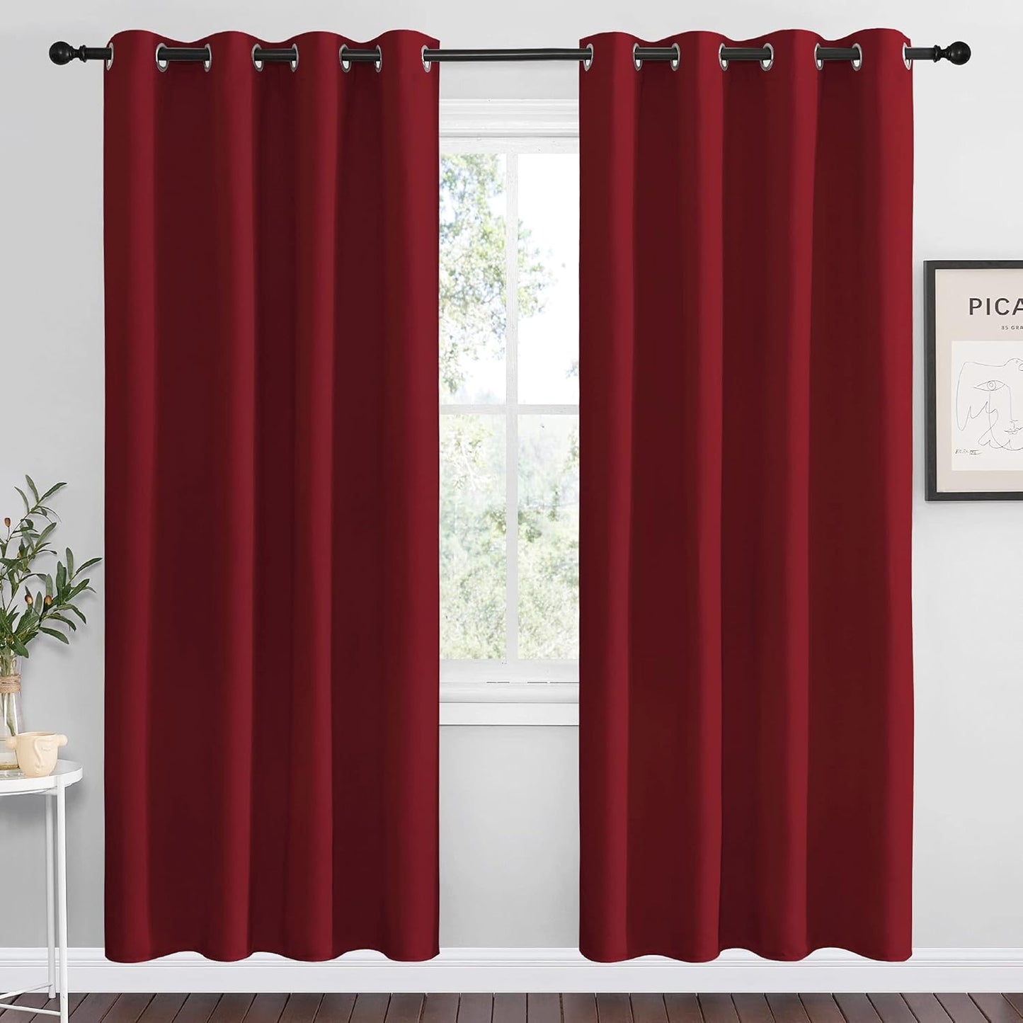 NICETOWN Halloween Pitch Black Solid Thermal Insulated Grommet Blackout Curtains/Drapes for Bedroom Window (2 Panels, 42 inches Wide by 63 inches Long, Black) - Colors A