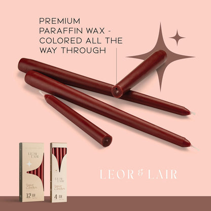Leor & Lair Ivory Taper Candles - 4 Pack 10" Ivory Candlesticks - Unscented Cream Candle Sticks for Home Decoration, Holiday Tables, Weddings, Restaurants & Business Events