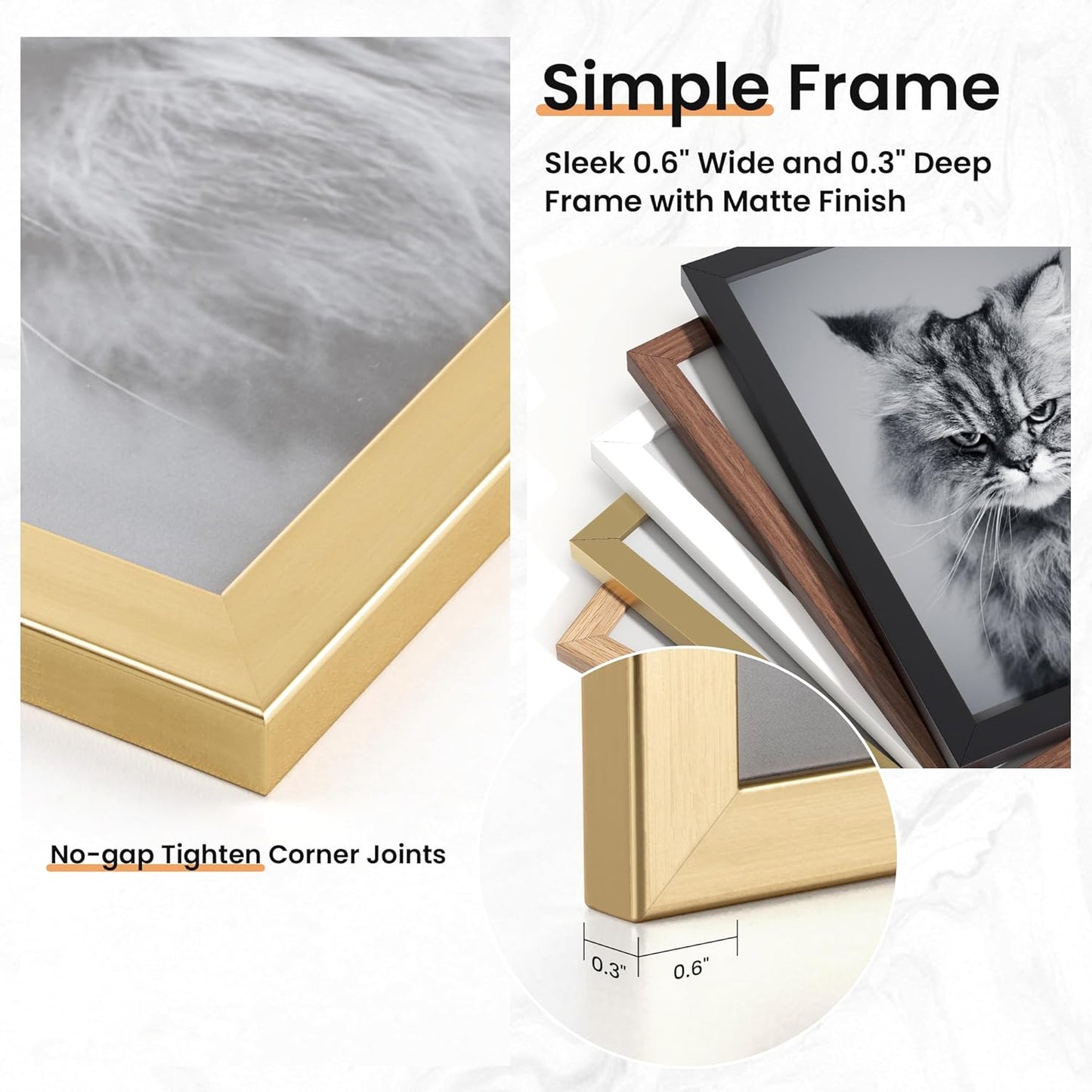 Venusmiles 15 Pack Picture Frames Collage Wall Decor, Gallery Frame Set for Wall Mounting or Tabletop Display, Multi Sizes Including 3pcs 8x10, 6pcs 5x7, 6pcs 4x6, Oak