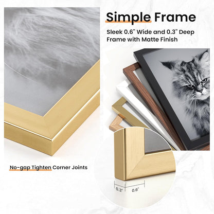 Venusmiles 15 Pack Picture Frames Collage Wall Decor, Gallery Frame Set for Wall Mounting or Tabletop Display, Multi Sizes Including 3pcs 8x10, 6pcs 5x7, 6pcs 4x6, Oak