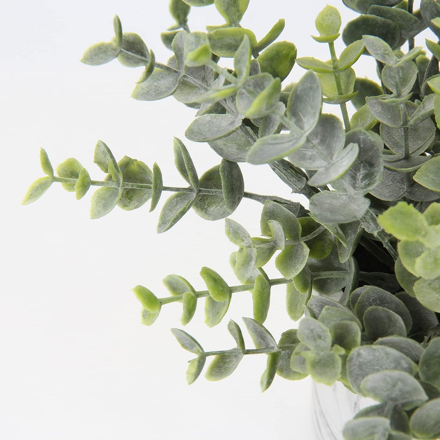 Hollyone Mini Artificial Potted Plants Fake Plants in Marble Pots, 1Pcs Plastic Eucalyptus Greenery Faux Plants for Home Office Desk Room Centerpiece Shelf Décor