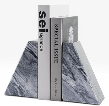 Karibiber Travertine Bookends for Heavy Books, Marble Decorative Bookends for Shelves, Heavy-Duty Stone Book Ends for Hardback Book & Cookbooks, Unique Book Stopper & Holder, Travertino Italy
