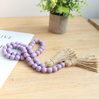 Meplait 39in Wood Bead Garland Farmhouse with Tassels,Versatile Prayer Beads Boho Chic Wall Hanging Home Decor (Black)