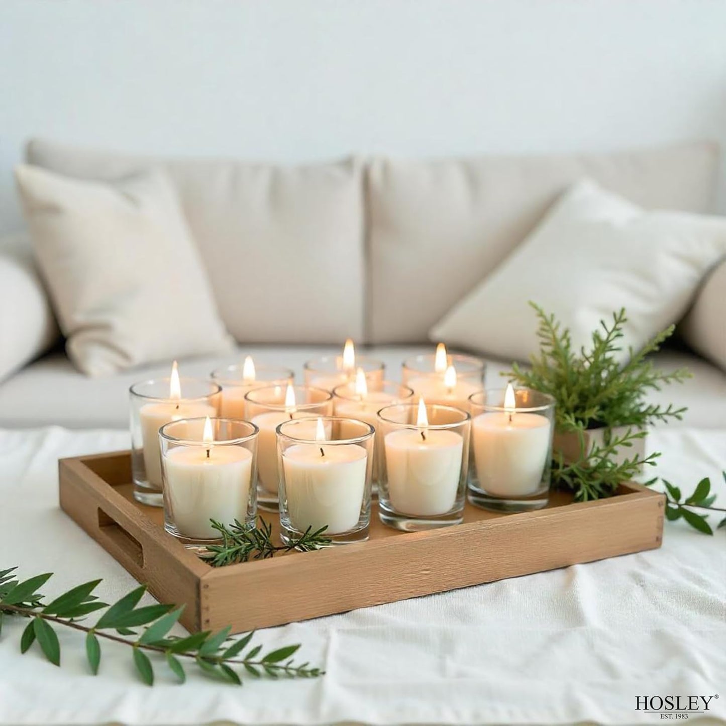 48-Pack Clear Glass Votive Candles – 10–12 Hour Long Burn, Unscented, Ivory, Bulk Set for Weddings, Events & Table Centerpieces – Hosley