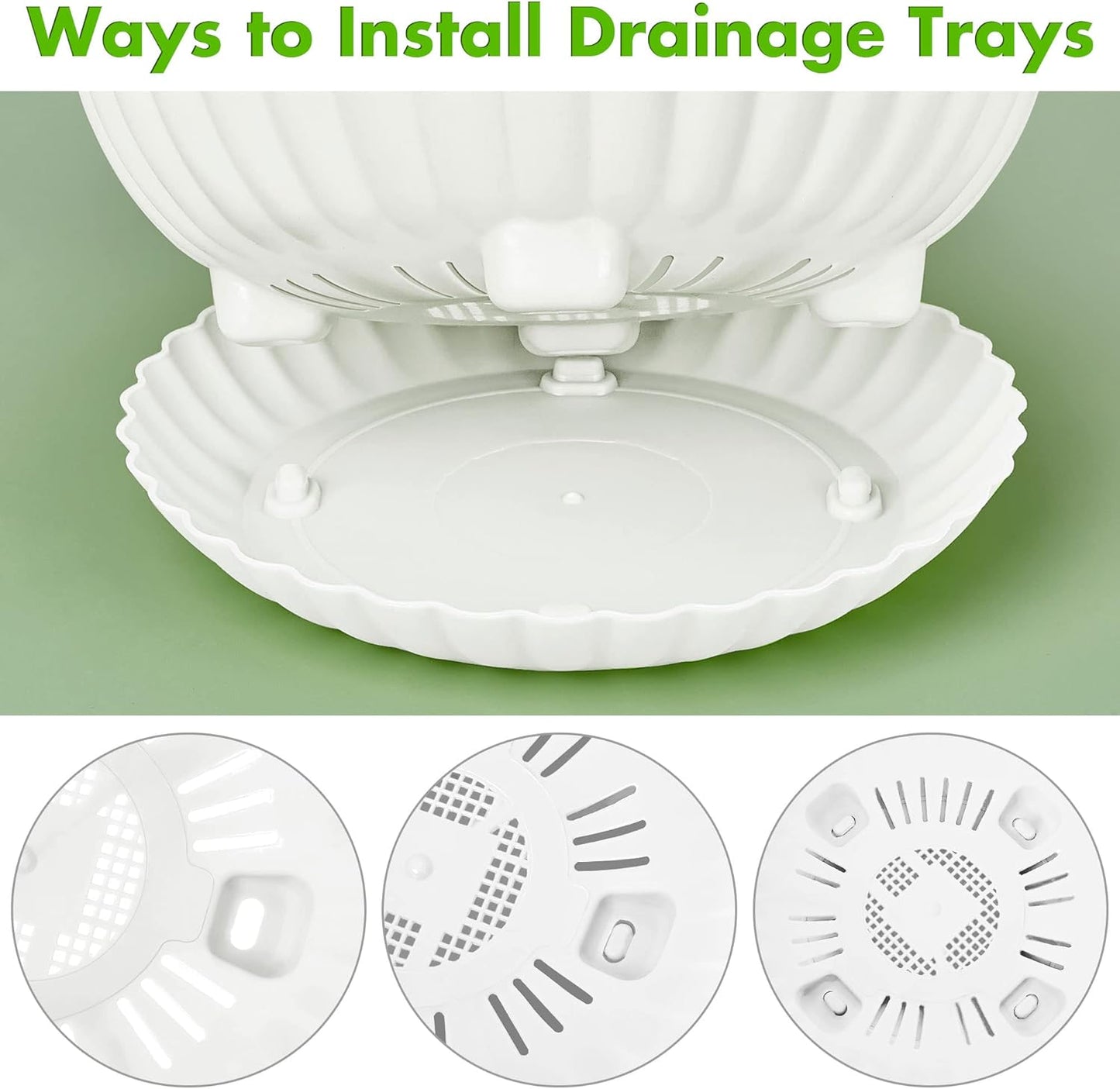 Hanging Planters, 5 Pcs 11" Hanging Pots, White Hanging Flower Pots, Hanging Plant Pots Baskets for Plants with Drainage Trays, Hanging Chains and Ceiling Hooks, Come with Free Garden Tools Set
