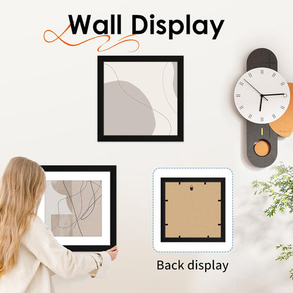 FIXSMITH 8x10 Picture Frame Set of 2, Photo Frame with HD Plexiglass, Display Pictures 5x7 with Mat or 8x10 Without Mat Multi Picture Frames Collage for Tabletop or Wall Display, Black