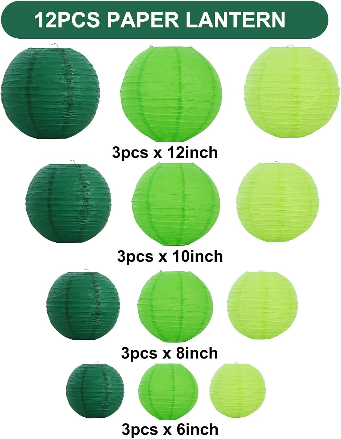 BEISHIDA 10Pcs White Paper Lanterns Decorative Chinese/Japanese Hanging Round Paper Lanterns Lamp for Birthday, Wedding, Christmas, Bridal, Home Decor, Party Decoration(Size of 4”, 6”, 8”, 10”)