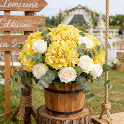 Kimura's Cabin 6pcs White Hydrangea Artificial Flowers Silk Fake Hydrangeas Faux Hydrangea Flowers with Stems for Wedding Bouquets Arrangement Home Table Centerpieces Baby Shower Party Decoration