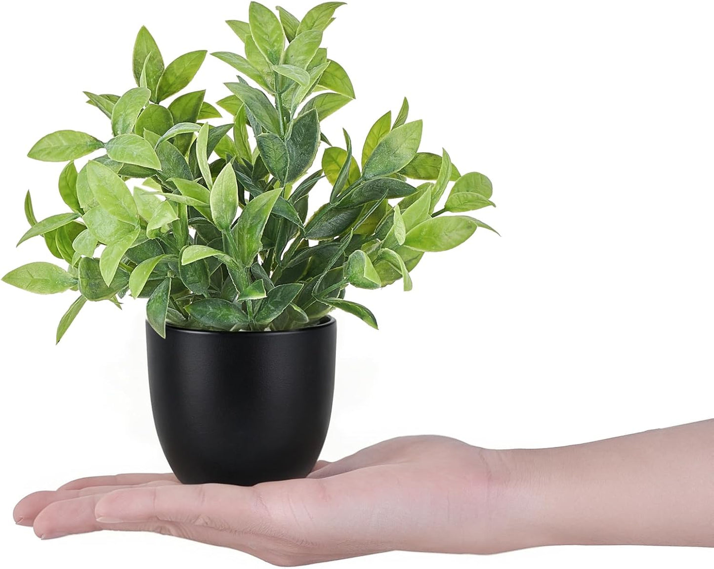 Mkono 4 Packs Fake Plants Mini Artificial Greenery Potted Plants Faux Eucalyptus for Spring Decor Home Indoor Office Table Shelf Room Bathroom Farmhouse Decor (White)