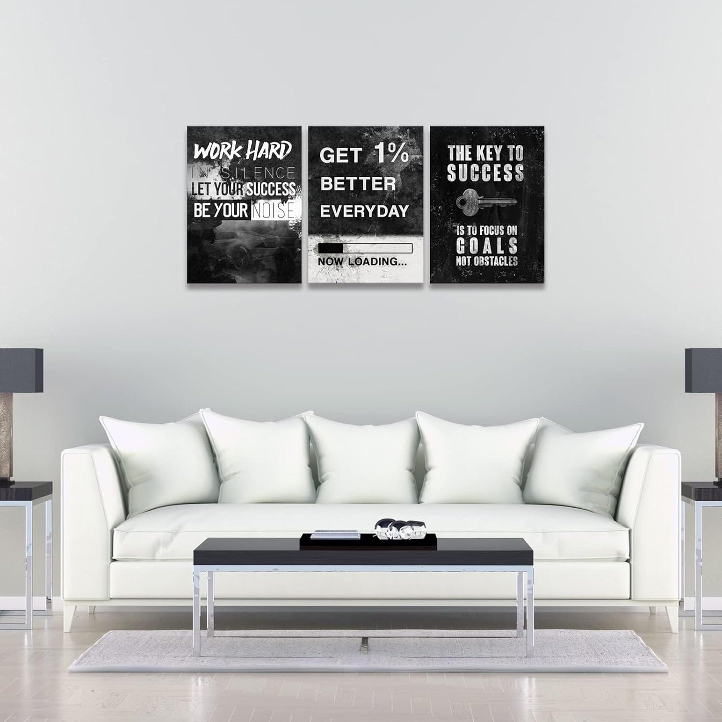 KAWAHONE Canvas Painting Wall Art, Grind Hustle Execution Motivational Wall Art Decoration Posters Prints for Living Room Bedroom, Office Decor, Gallery-Wrapped Canvas Art Set Framed Ready to Hang