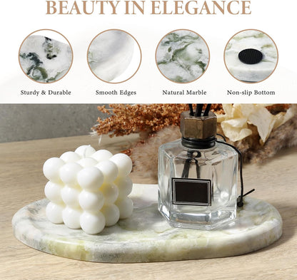 Koville Luxurious Natural Marble Vanity Tray, Cloud Shape Serving Stone Key Tray for Home Decor, 10" x 7" Marble Storage Trays for Bathroom, Stone Plate Holder for Perfume, Candle and Jewelry