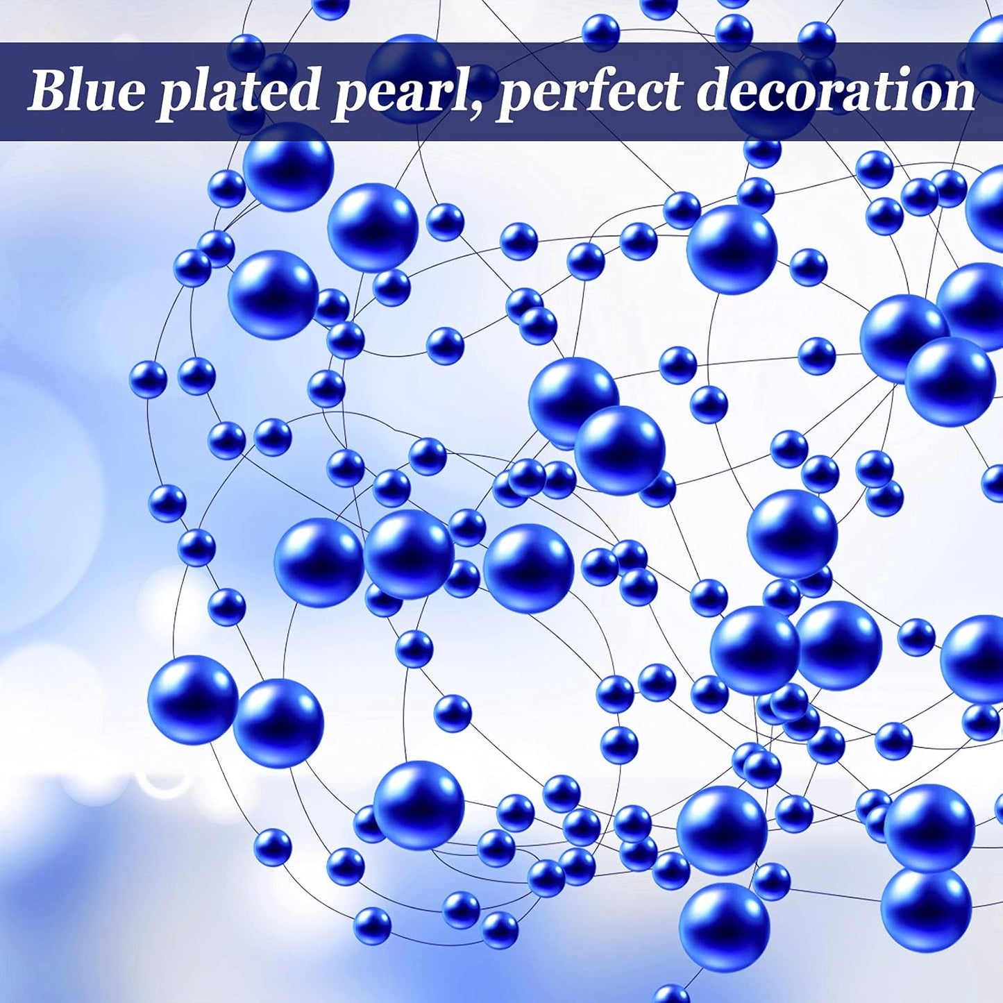 Tondiamo 24 Pcs Artificial Pearl String for Floating Candle Faux Pearls Beads String Garland Centerpiece Decoration for Vases Filler Wedding Spring Holiday Party Decor(Gold)