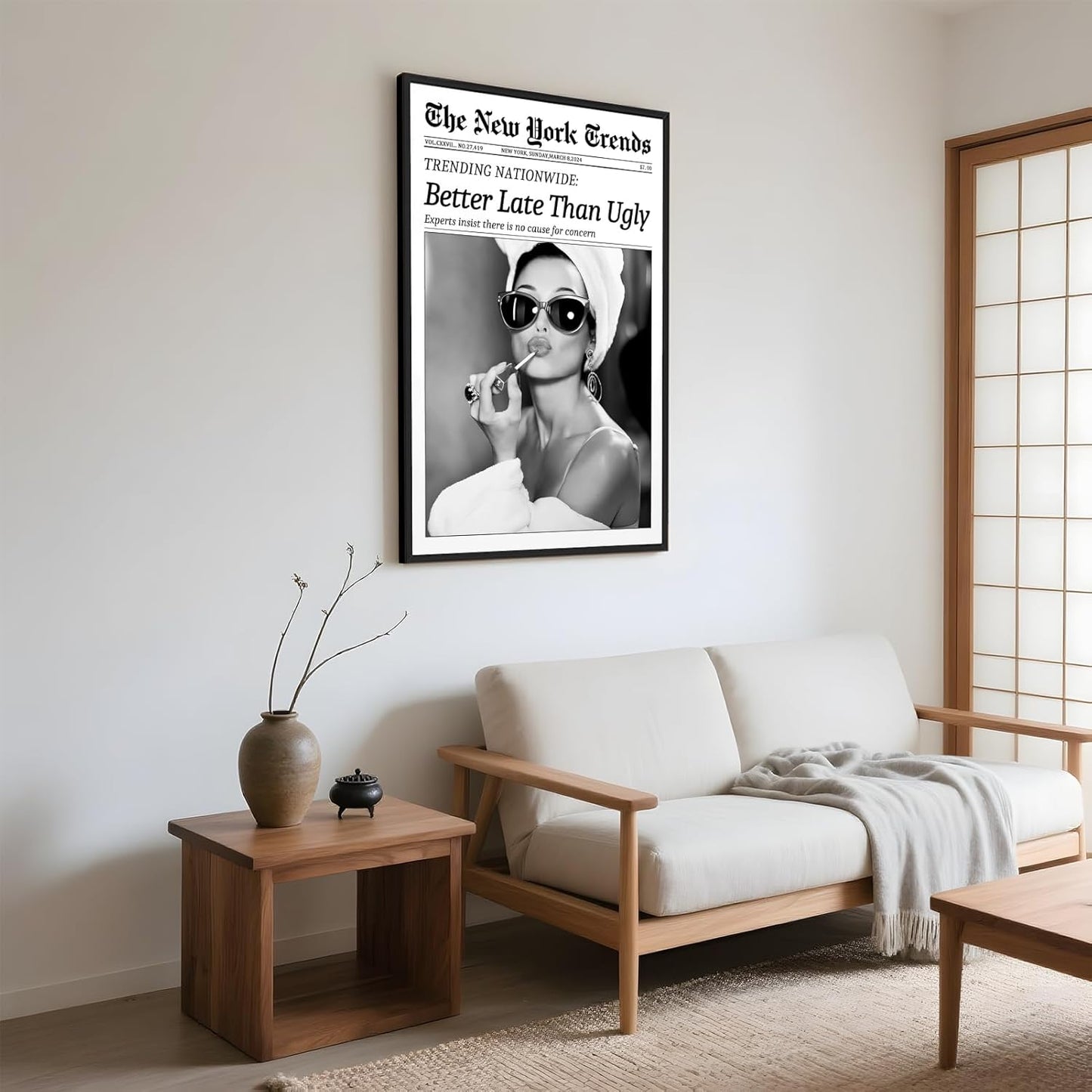 Framed Black And White Retro Newspaper Wall Art ItS Already Yours Universe Quote Poster Trendy Positive Inspirational Wall Decor for Bedroom Office Apartment Dorm Affirmation Canvas Print 8x12inch