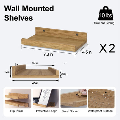 White Floating Shelves for Wall Decor, Wall Mounted Wood Storage Shelf for Bedroom, Living Room, Bathroom, Kitchen, Nursery, Display Picture Ledge Shelf with Lip Set of 2-14 Inches, White